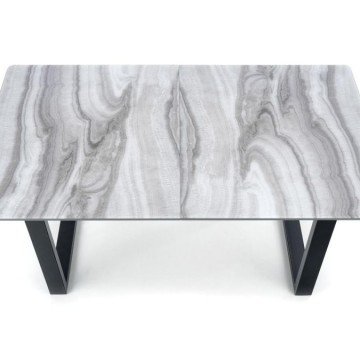 Фото5.Обеденный стол MARLEY 160 (200) x90 Halmar белый мрамор/черный